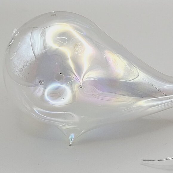 Silvestri Handblown Iridescent Glass Whale Ornament Christmas Holiday Mint - Picture 7 of 10